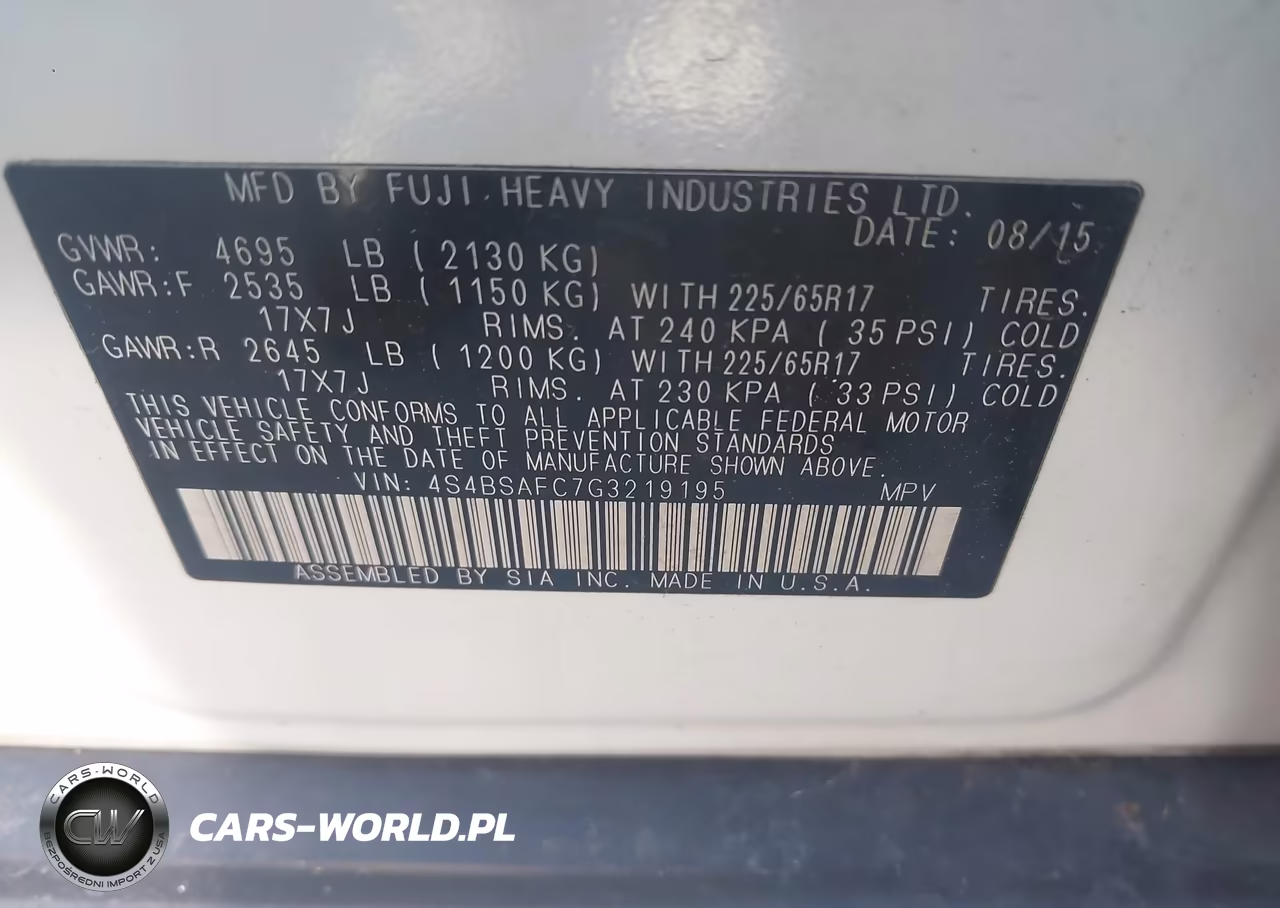 2016 Subaru Outback 2.5I Premium VIN:4S4BSAFC7G3219195 - 9