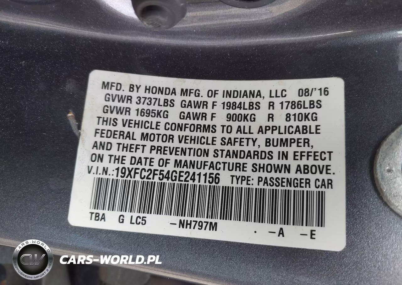 2016 Honda Civic Lx VIN:19XFC2F54GE241156 - 9
