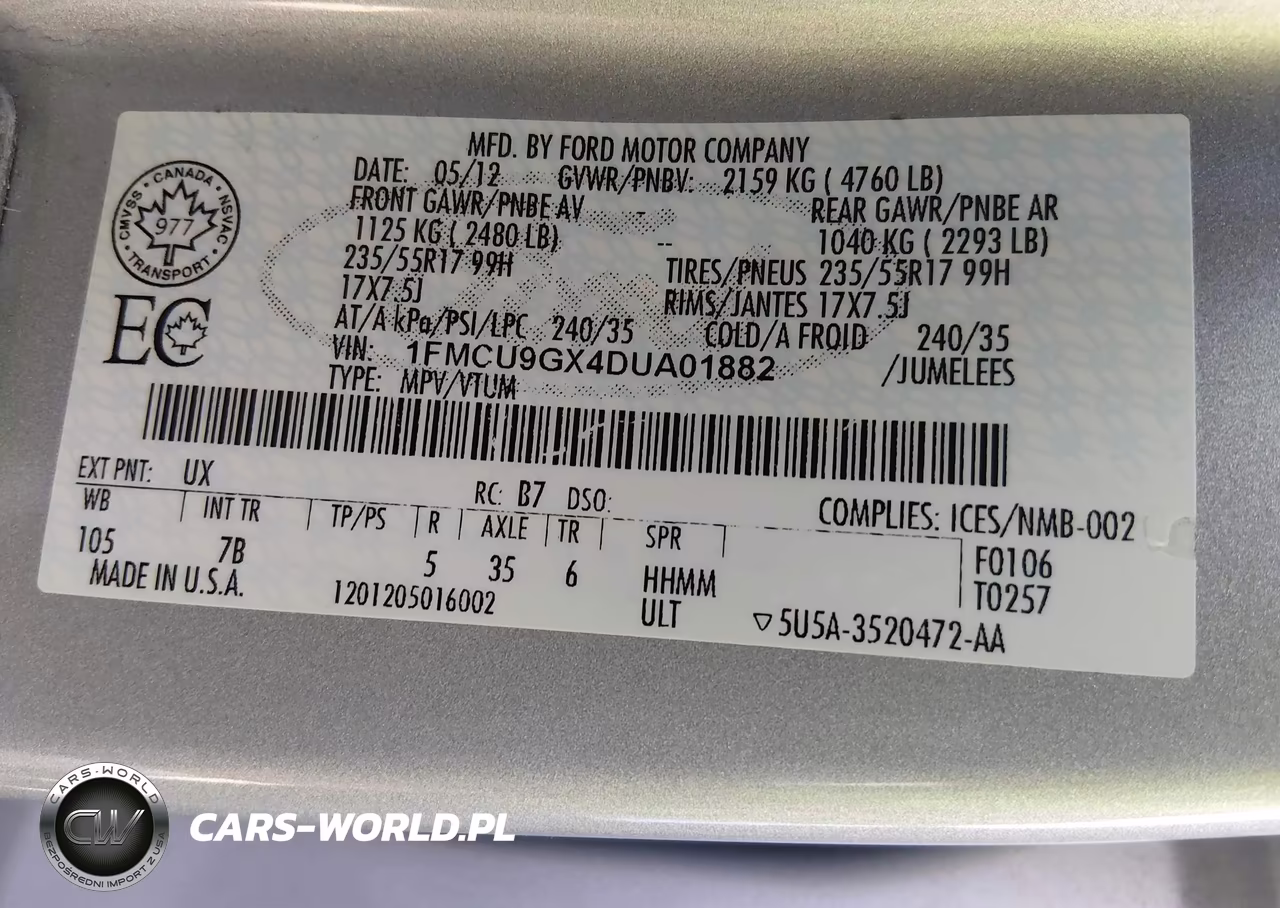 2013 Ford Escape Se VIN:1FMCU9GX4DUA01882 - 9