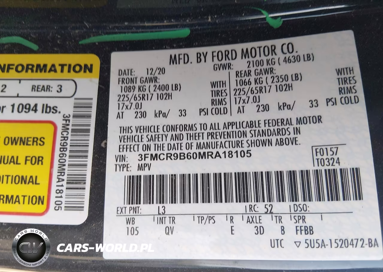 2021 Ford Bronco Sport Big Bend VIN:3FMCR9B60MRA18105 - 9