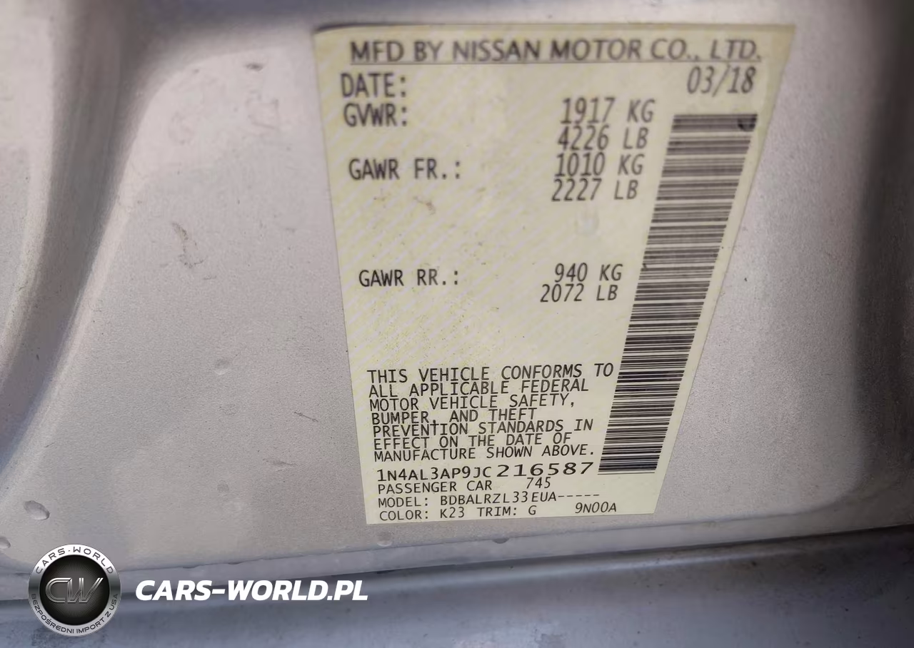 2018 Nissan Altima 2.5 Sl VIN:1N4AL3AP9JC216587 - 9