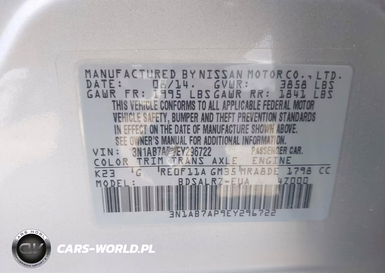 2014 Nissan Sentra Sr VIN:3N1AB7AP9EY296722 - 9
