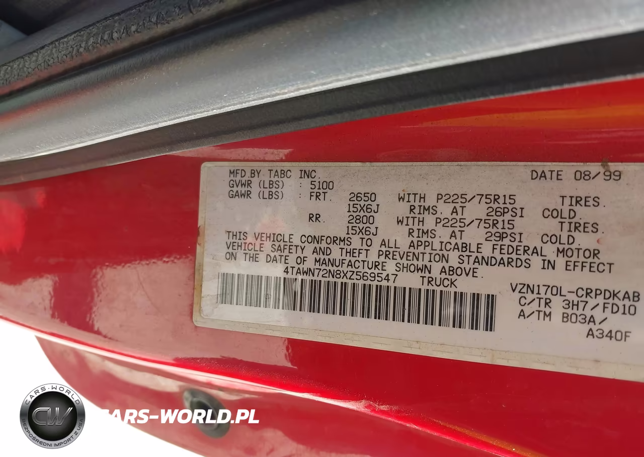 1999 Toyota Tacoma VIN:4TAWN72N8XZ569547 - 9