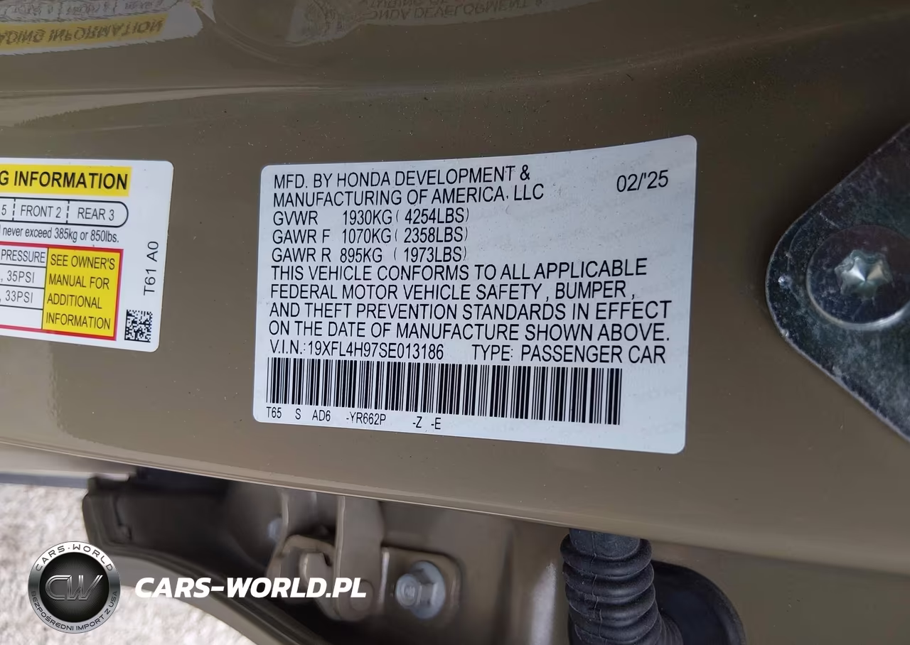 2025 Honda Civic Hybrid Sport Touring VIN:19XFL4H97SE013186 - 9