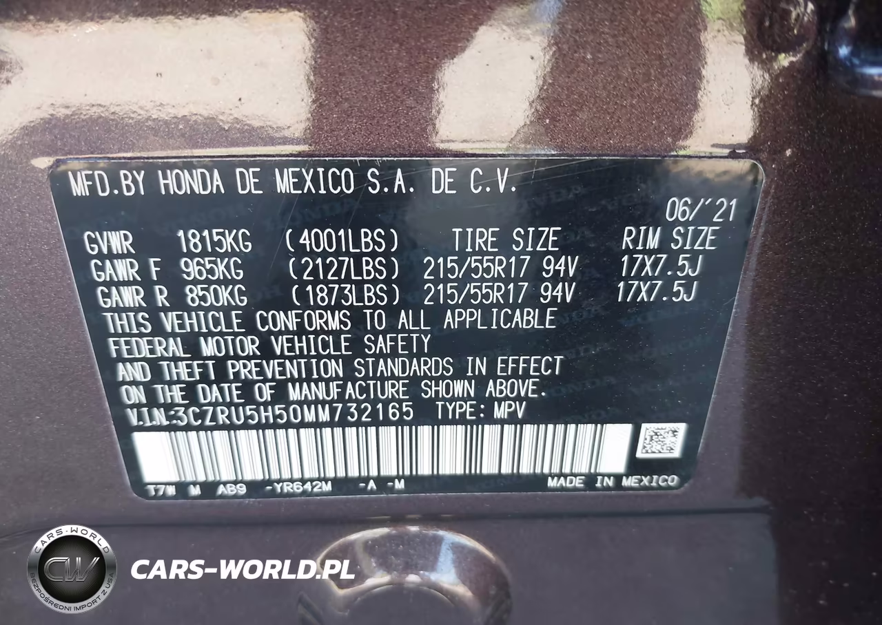 2021 Honda Hr-V 2Wd Ex VIN:3CZRU5H50MM732165 - 9