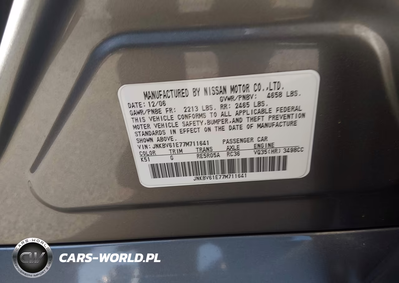 2007 Infiniti G35 Journey VIN:JNKBV61E77M711641 - 9