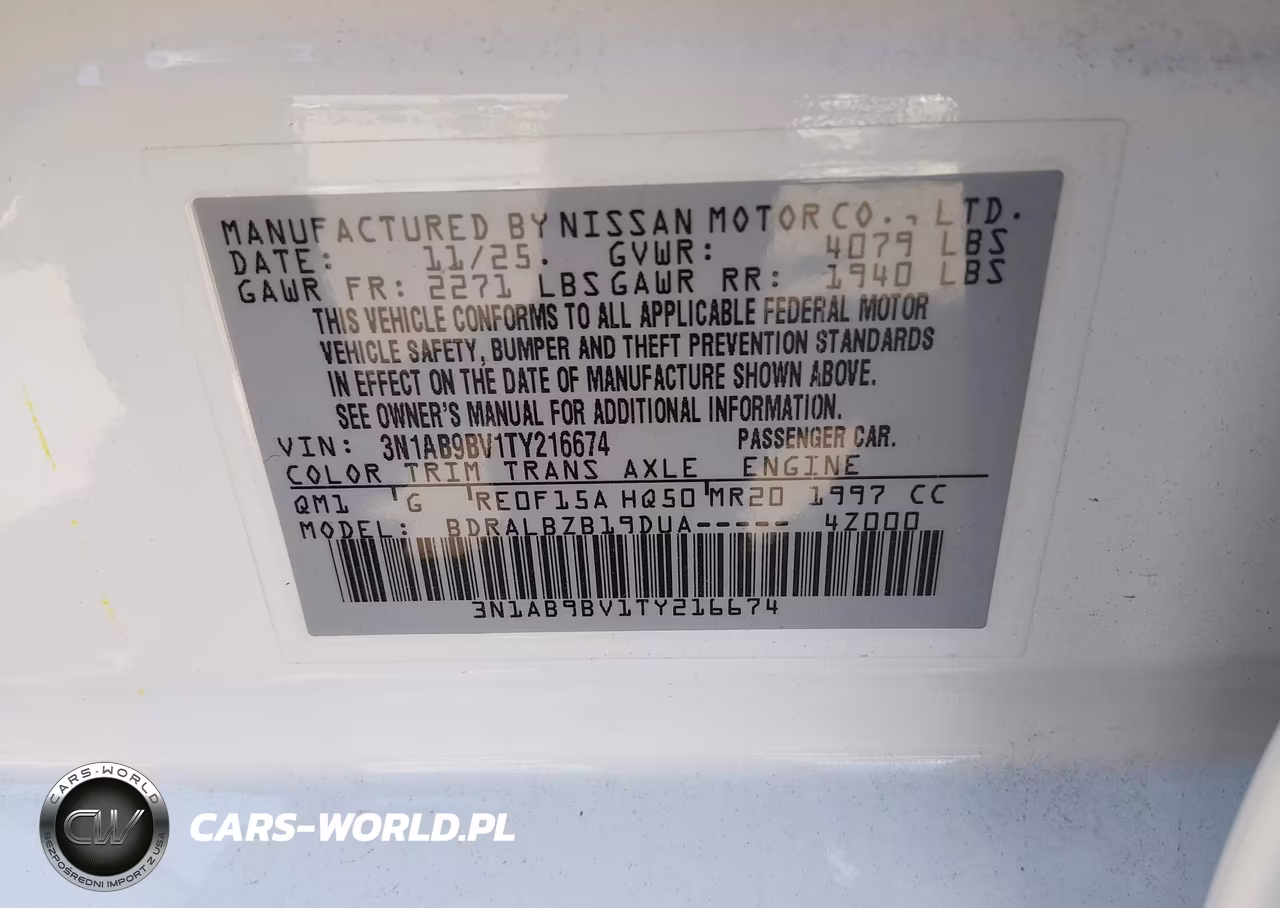 2026 Nissan Sentra S VIN:3N1AB9BV1TY216674 - 9
