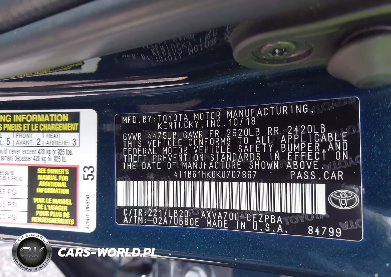 2019 Toyota Camry Xse VIN:4T1B61HK0KU707867 - 9