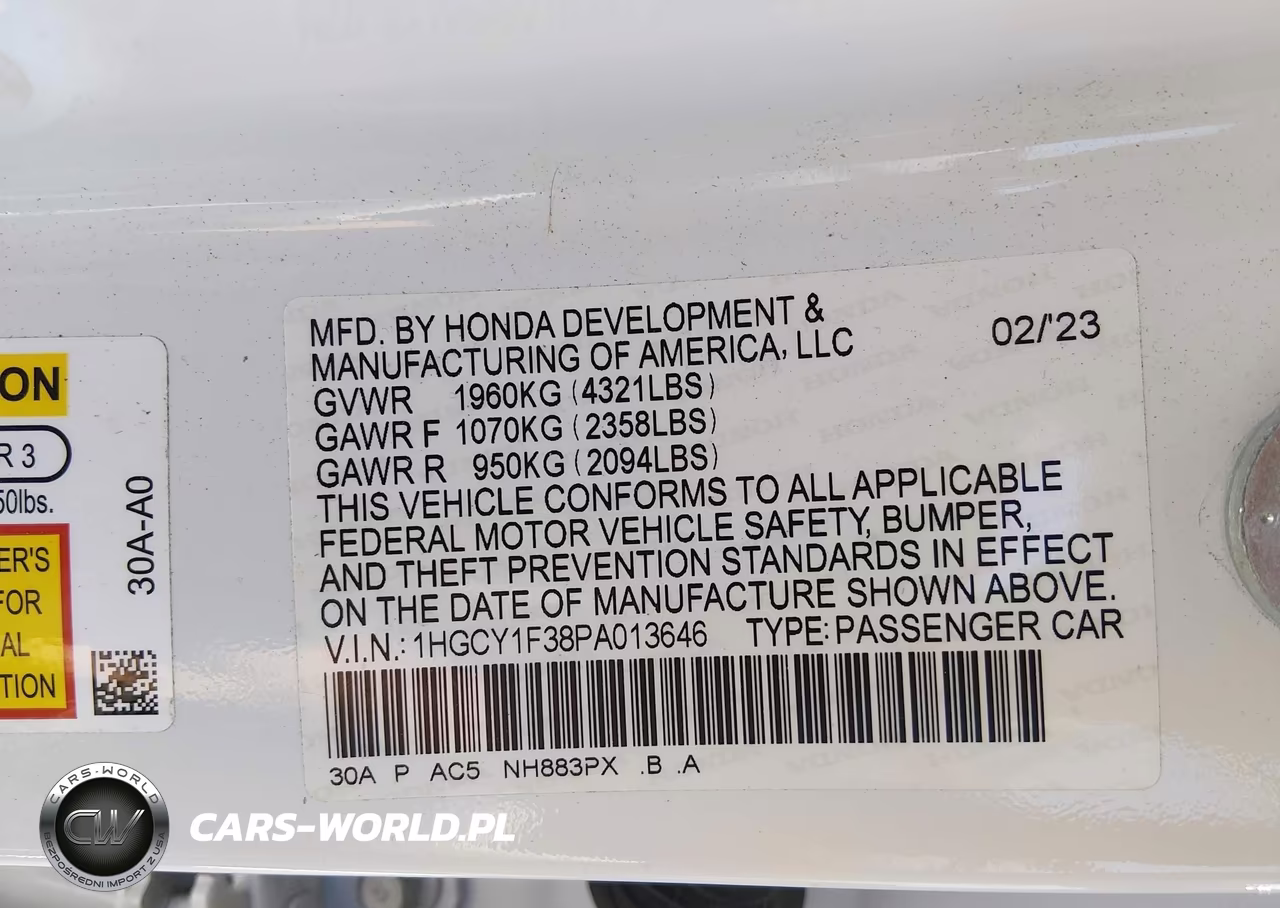 2023 Honda Accord Ex VIN:1HGCY1F38PA013646 - 9