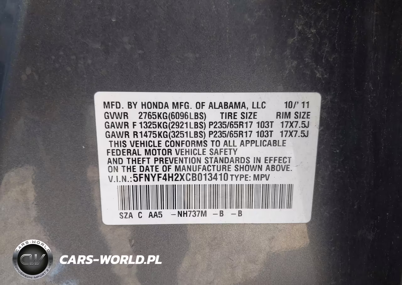 2012 Honda Pilot Lx VIN:5FNYF4H2XCB013410 - 9