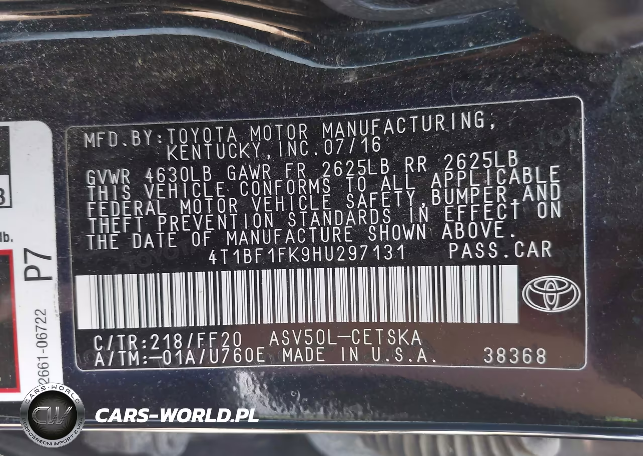 2017 Toyota Camry Se VIN:4T1BF1FK9HU297131 - 9
