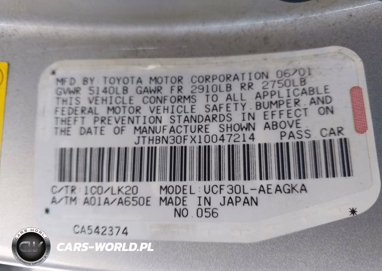 2001 Lexus Ls 430 VIN:JTHBN30FX10047214 - 9