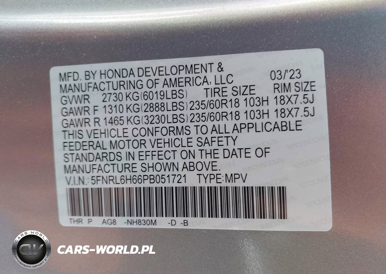 2023 Honda Odyssey Ex-L VIN:5FNRL6H66PB051721 - 9