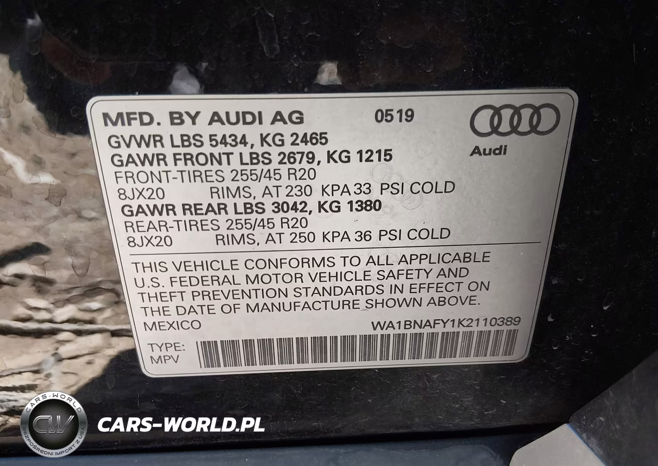 2019 Audi Q5 45 Premium VIN:WA1BNAFY1K2110389 - 9