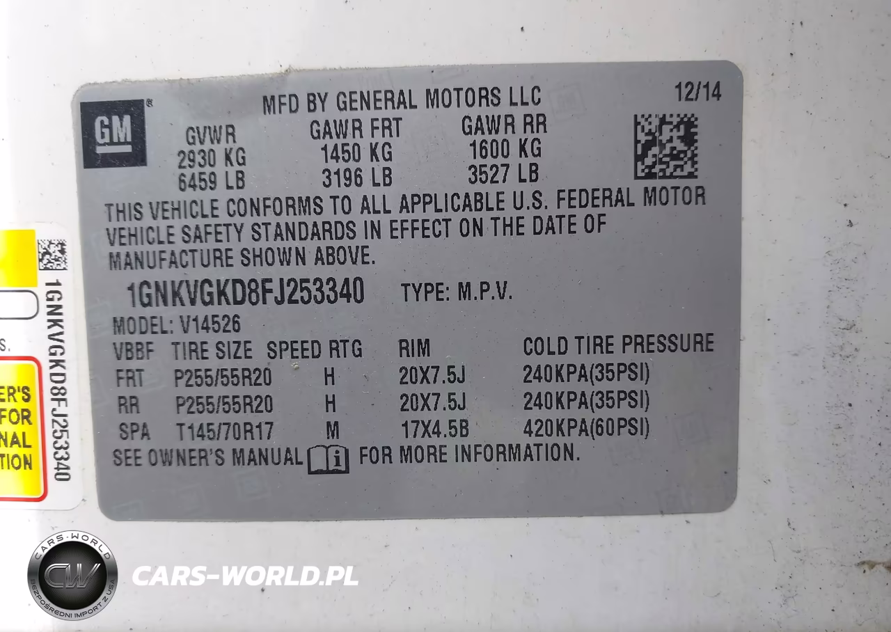 2015 Chevrolet Traverse Lt VIN:1GNKVGKD8FJ253340 - 9