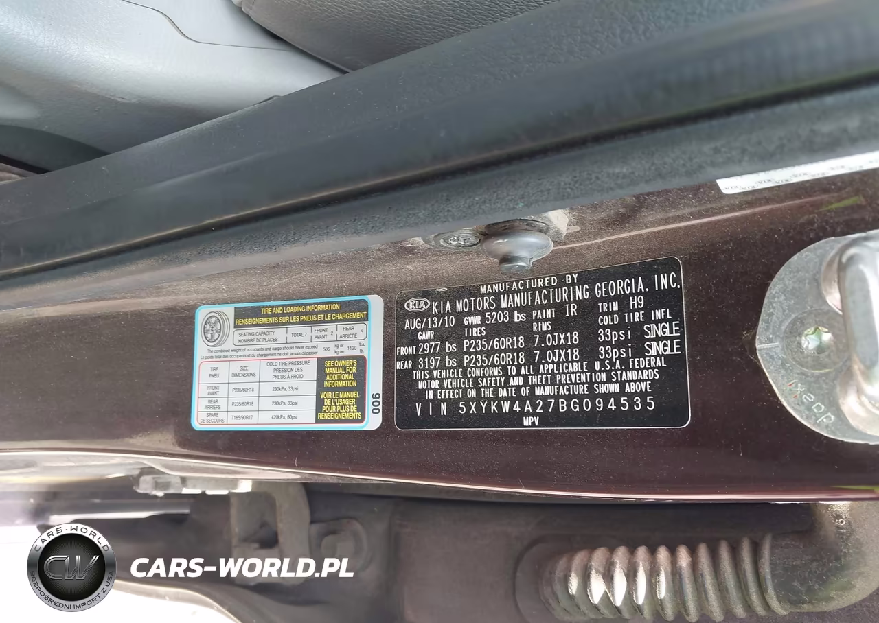 2011 Kia Sorento Sx V6 VIN:5XYKW4A27BG094535 - 9