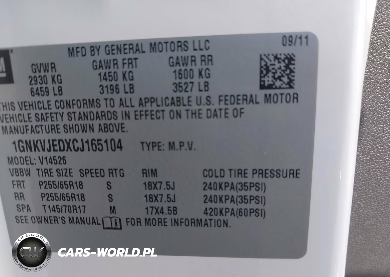 2012 Chevrolet Traverse Lt W-2Lt VIN:1GNKVJEDXCJ165104 - 9