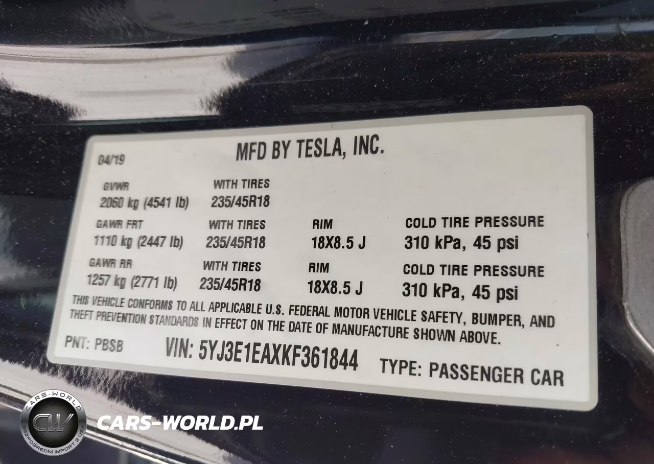 2019 Tesla Model 3 Long Range-Mid Range-Standard Range-Standard Range Plus VIN:5YJ3E1EAXKF361844 - 9