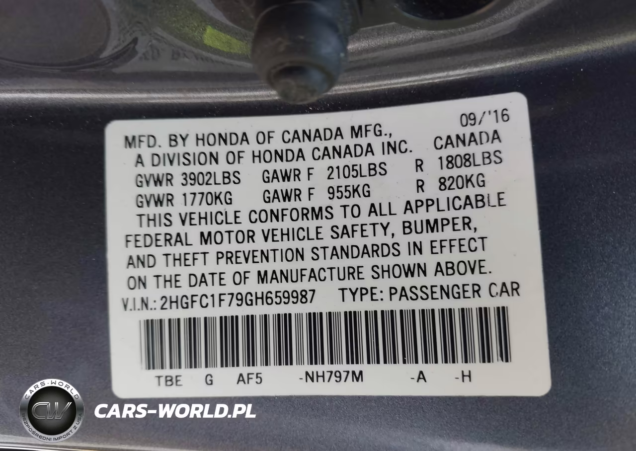 2016 Honda Civic Ex-L VIN:2HGFC1F79GH659987 - 9