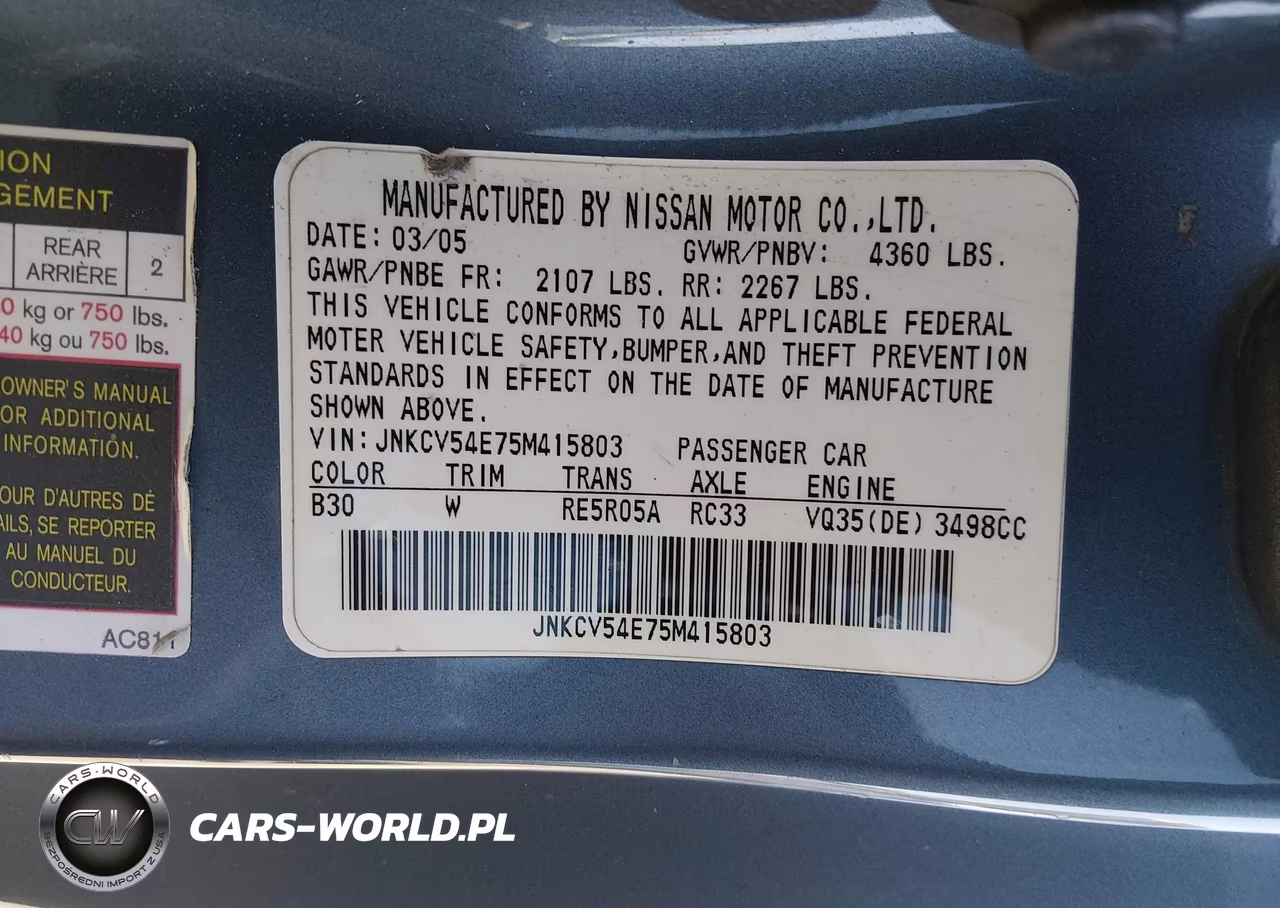 2005 Infiniti G35 VIN:JNKCV54E75M415803 - 9