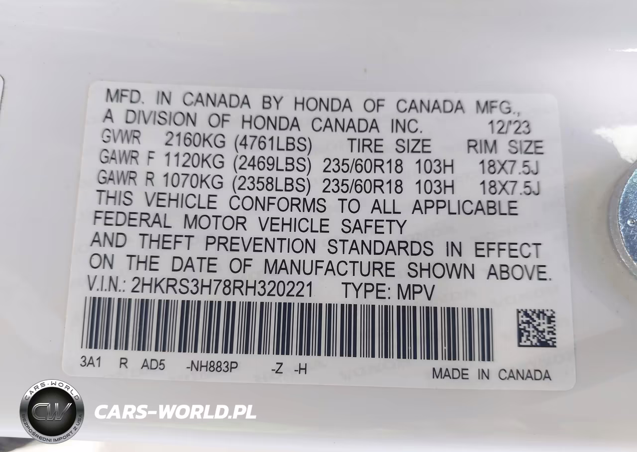 2024 Honda Cr-V Ex-L 2Wd VIN:2HKRS3H78RH320221 - 9
