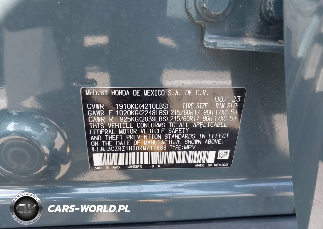 2024 Honda Hr-V 2Wd Lx VIN:3CZRZ1H30RM717889 - 9