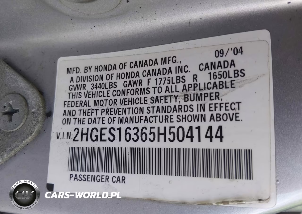 2005 Honda Civic Vp VIN:2HGES16365H504144 - 9