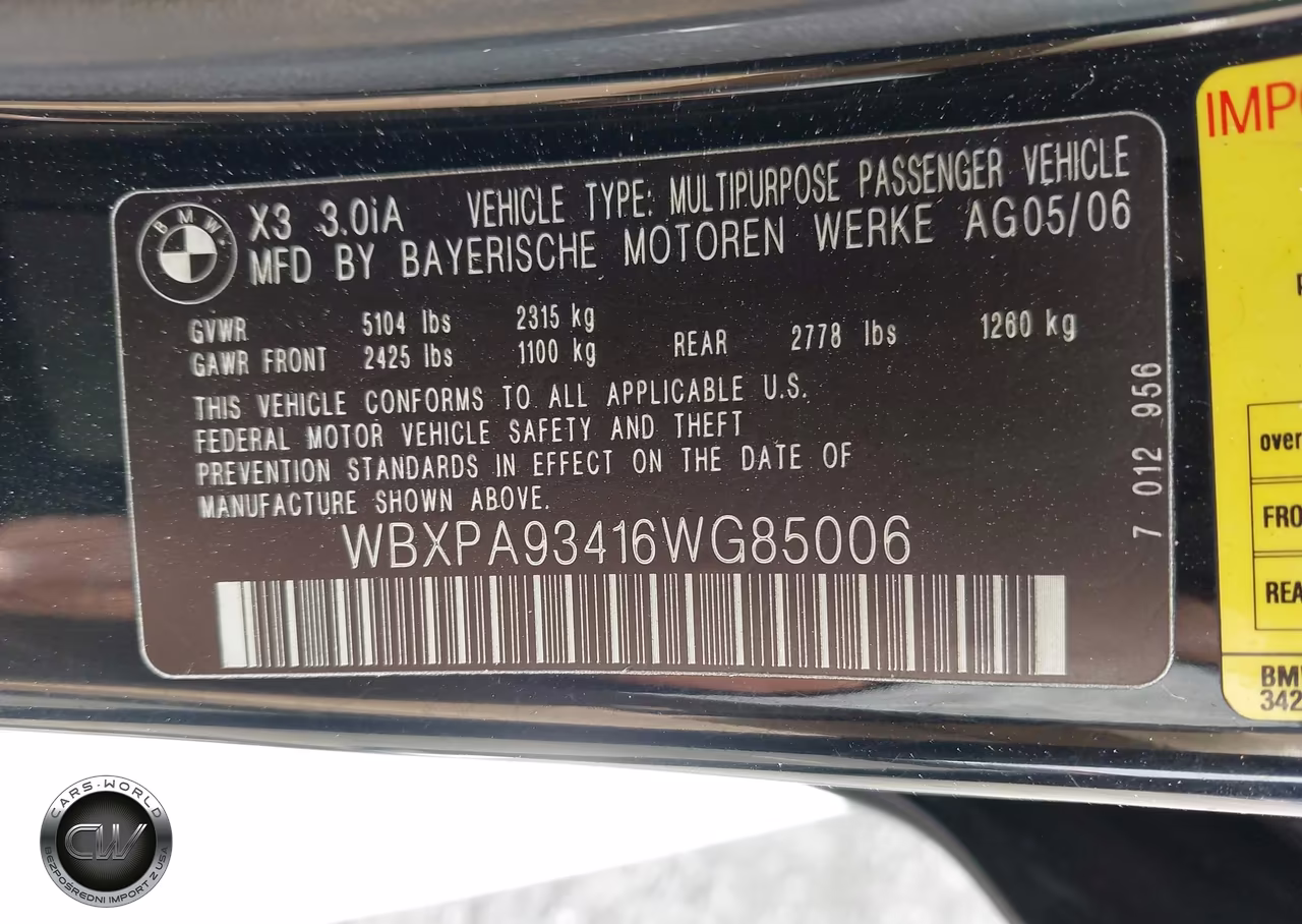 2006 BMW X3 3.0I VIN:WBXPA93416WG85006 - 9