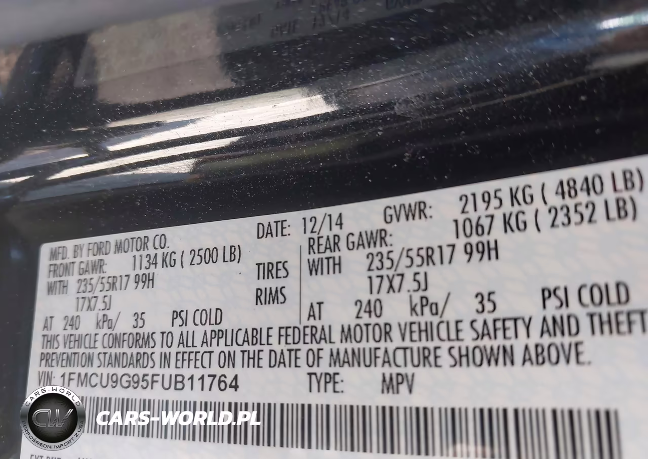 2015 Ford Escape Se VIN:1FMCU9G95FUB11764 - 9