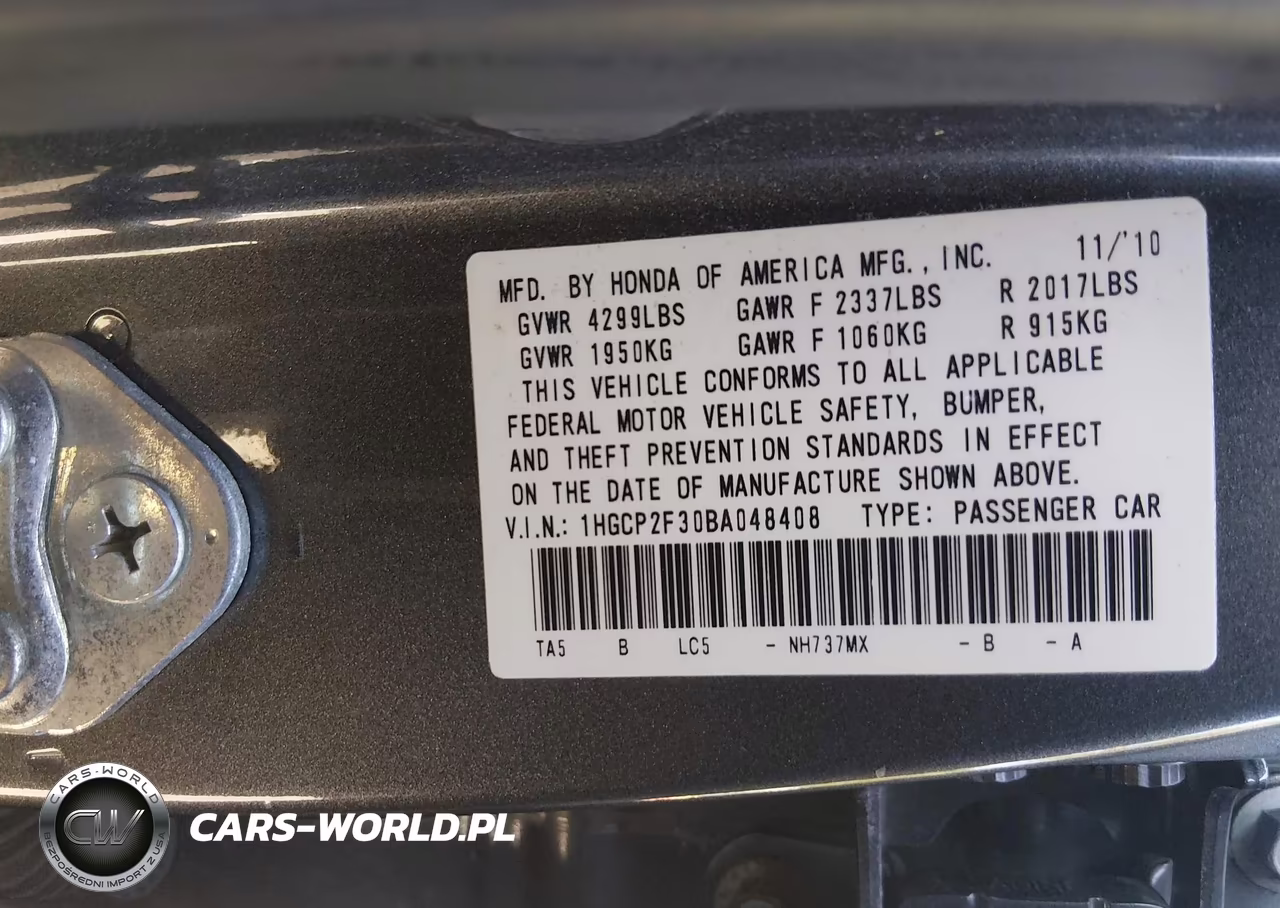 2011 Honda Accord 2.4 Lx VIN:1HGCP2F30BA048408 - 9