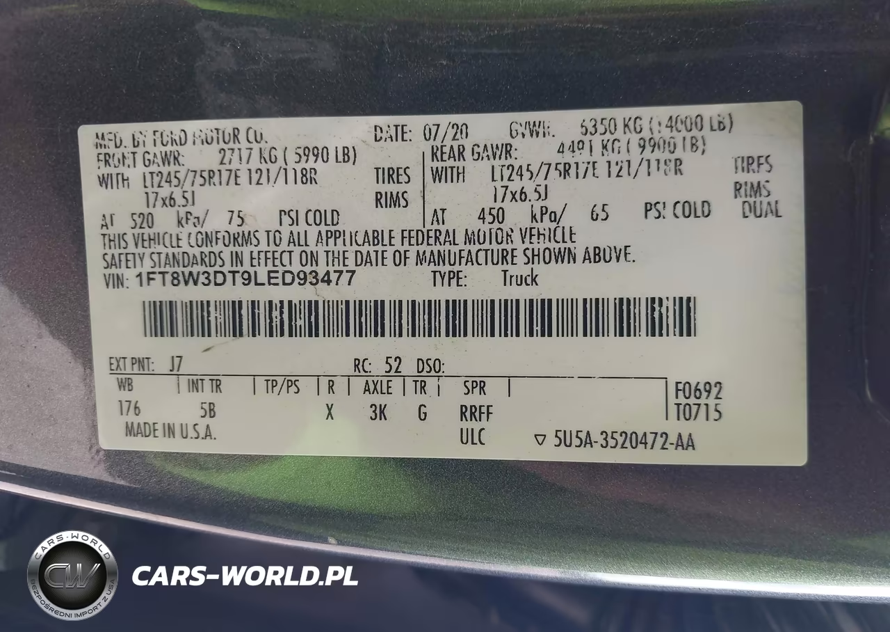 2020 Ford F-350 Lariat VIN:1FT8W3DT9LED93477 - 9