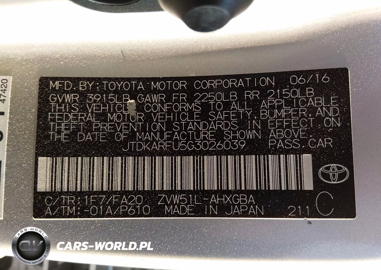 2016 Toyota Prius Three VIN:JTDKARFU5G3026039 - 9