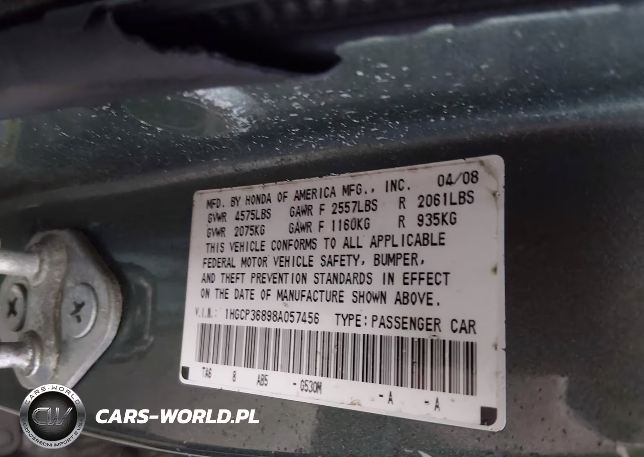 2008 Honda Accord 3.5 Ex-L VIN:1HGCP36898A057456 - 9