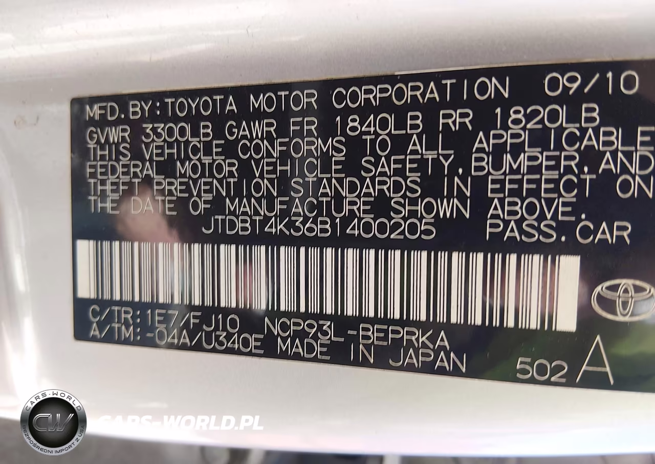 2011 Toyota Yaris VIN:JTDBT4K36B1400205 - 9