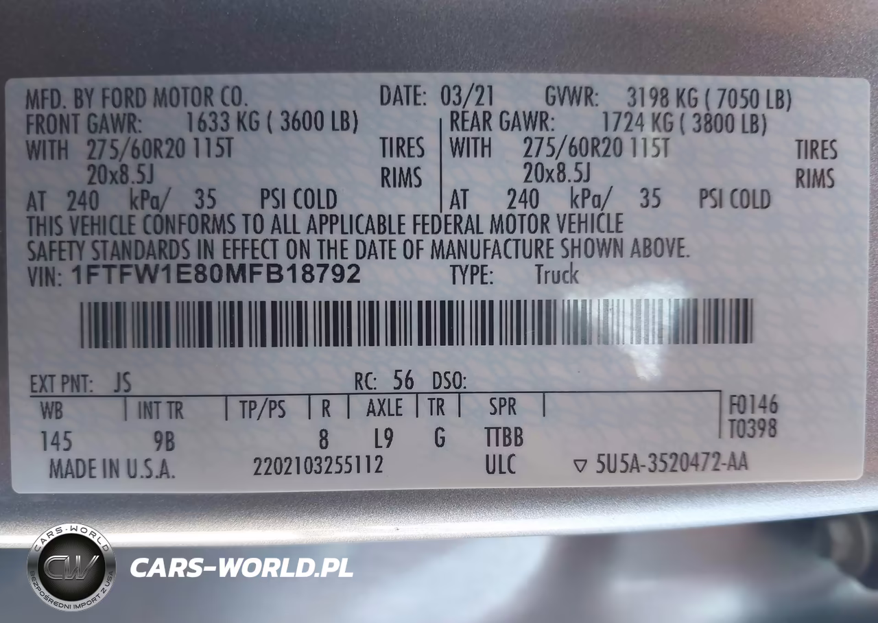 2021 Ford F-150 Platinum VIN:1FTFW1E80MFB18792 - 9