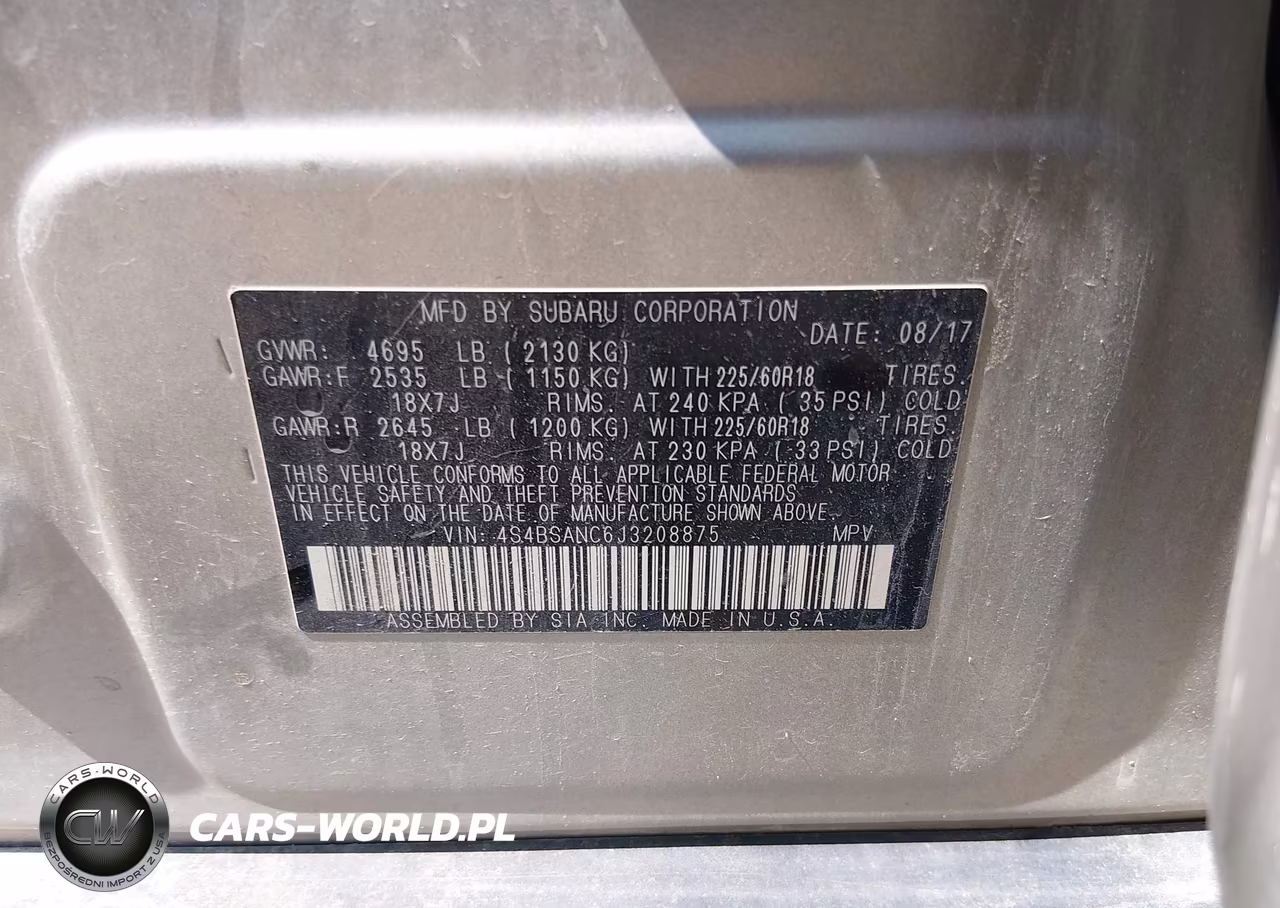 2018 Subaru Outback 2.5I Limited VIN:4S4BSANC6J3208875 - 9