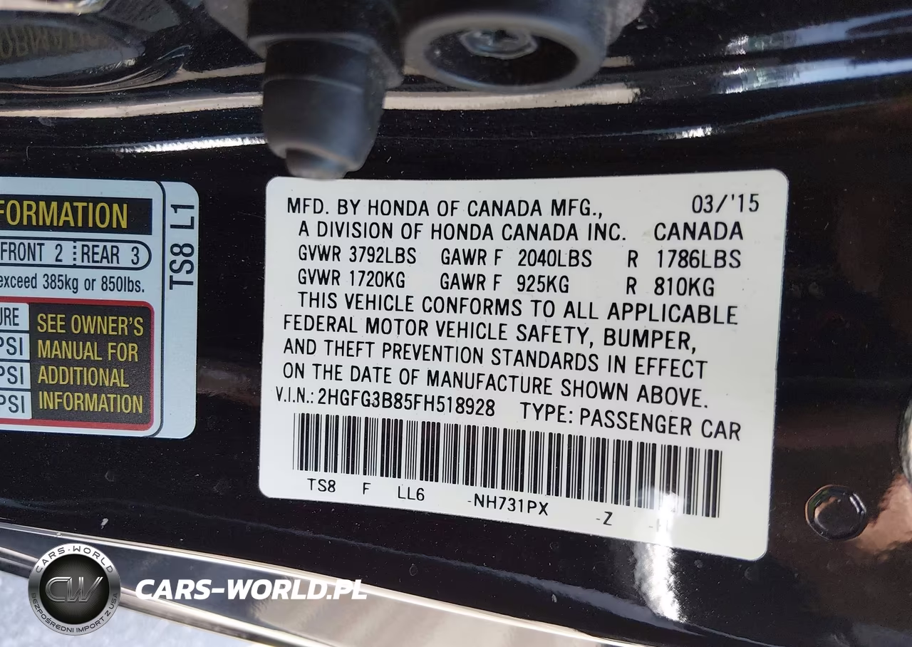 2015 Honda Civic Ex VIN:2HGFG3B85FH518928 - 9
