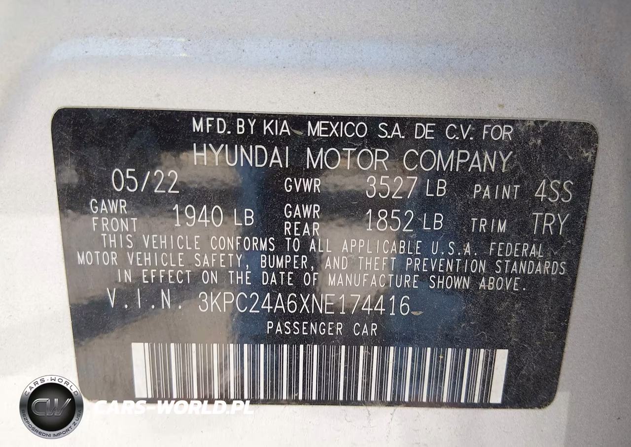 2022 Hyundai Accent Se VIN:3KPC24A6XNE174416 - 9