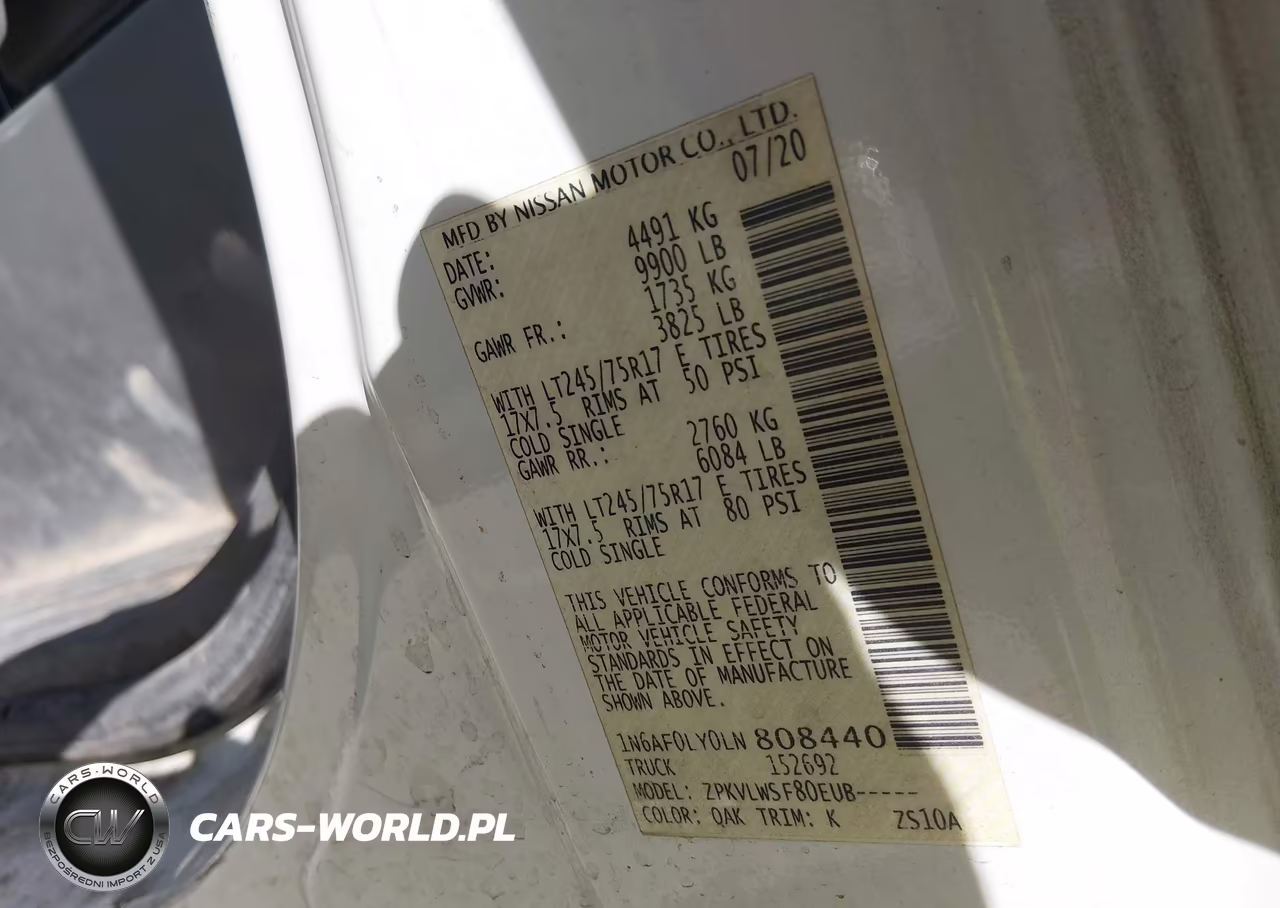 2020 Nissan Nv Cargo Nv3500 Hd S High Roof V8 VIN:1N6AF0LY0LN808440 - 9