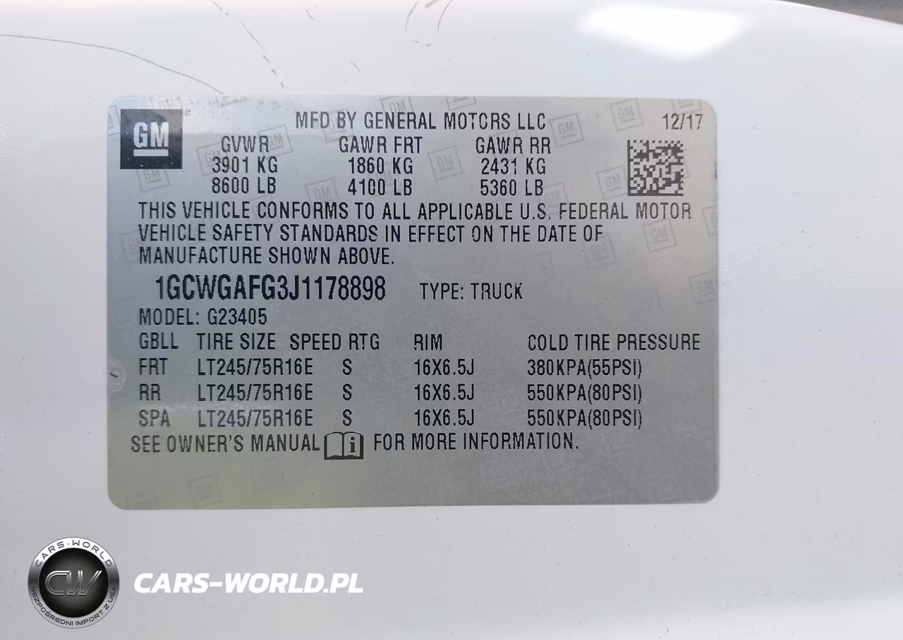 2018 Chevrolet Express 2500 Work Van VIN:1GCWGAFG3J1178898 - 9