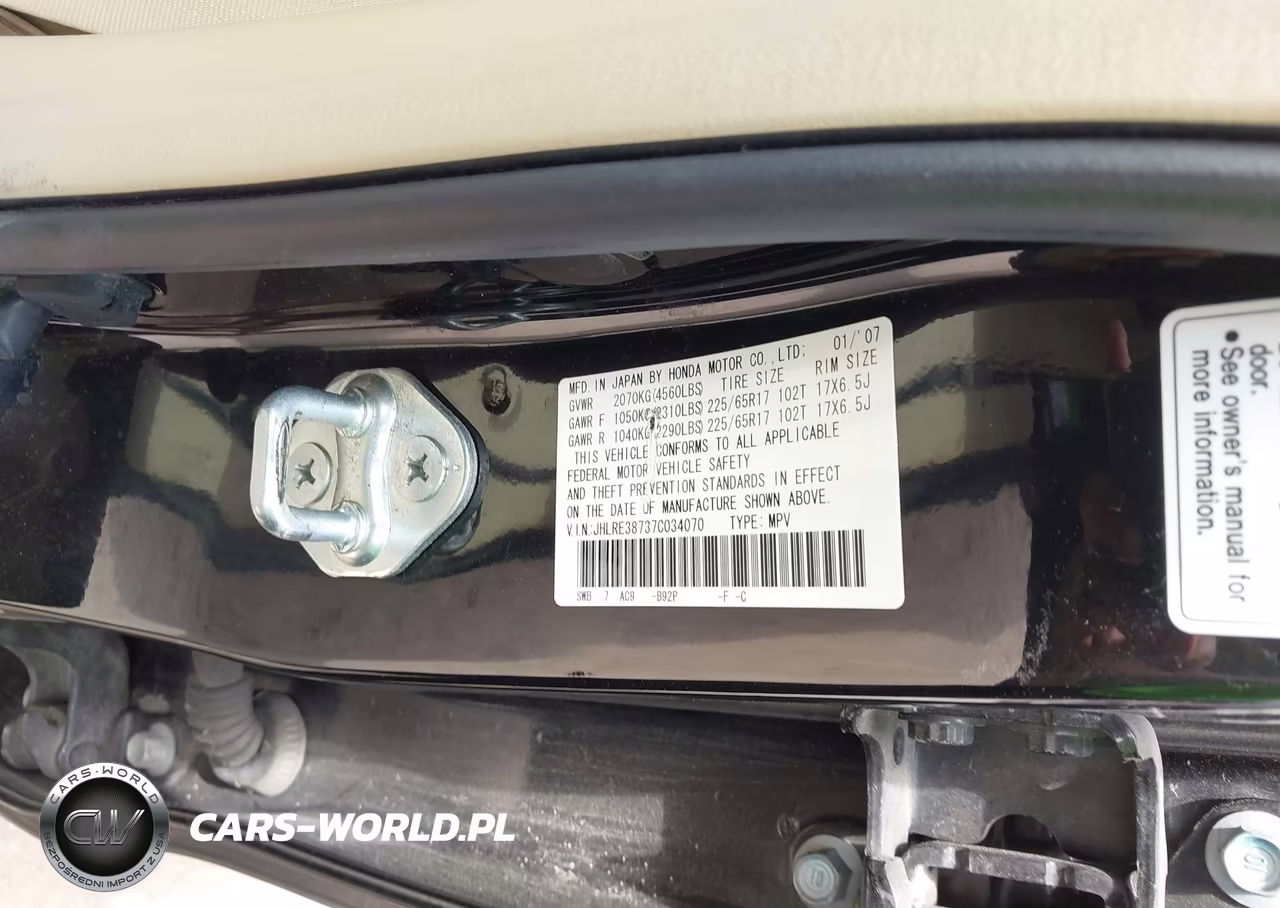 2007 Honda Cr-V Ex-L VIN:JHLRE38737C034070 - 9