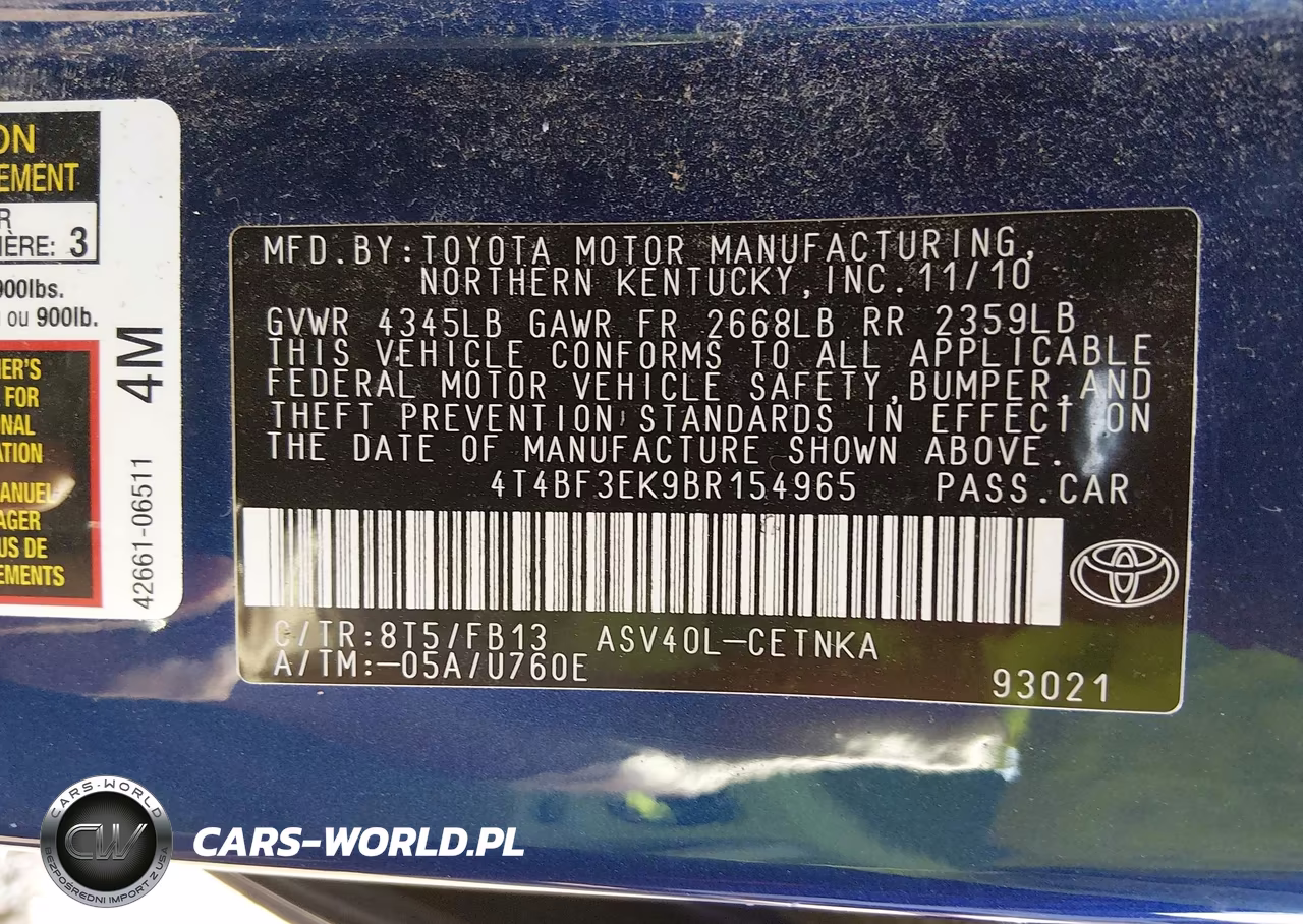 2011 Toyota Camry Le VIN:4T4BF3EK9BR154965 - 9