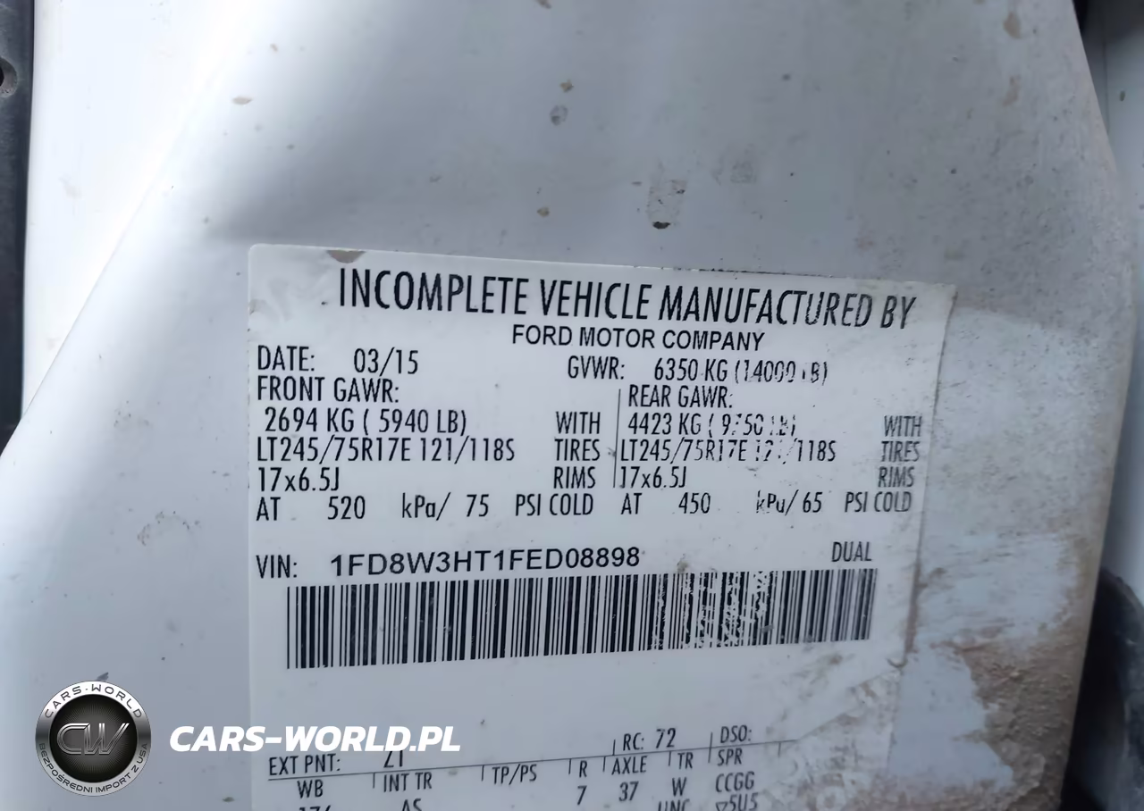 2015 Ford F-350 Chassis Xl VIN:1FD8W3HT1FED08898 - 8