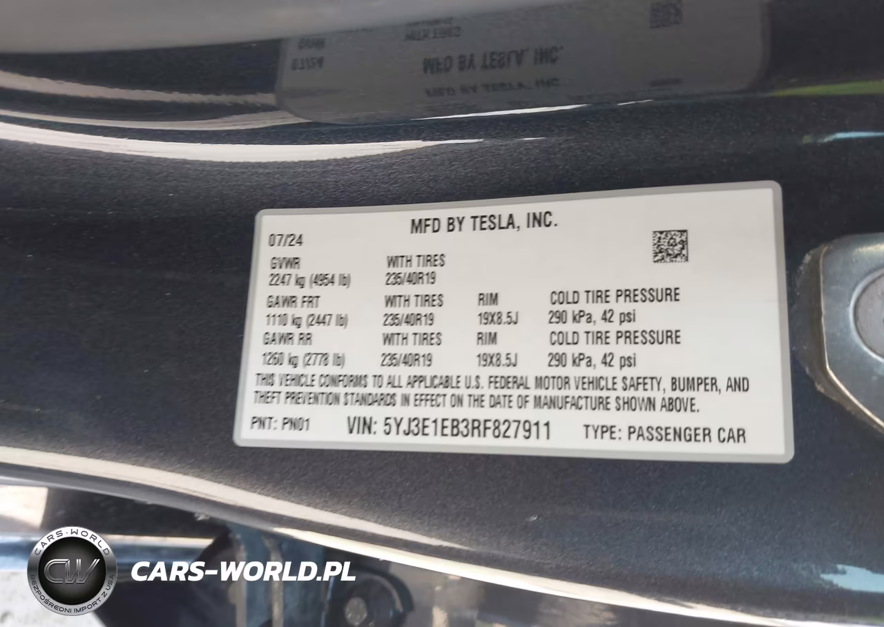 2024 Tesla Model 3 Long Range Dual Motor All-Wheel Drive VIN:5YJ3E1EB3RF827911 - 9