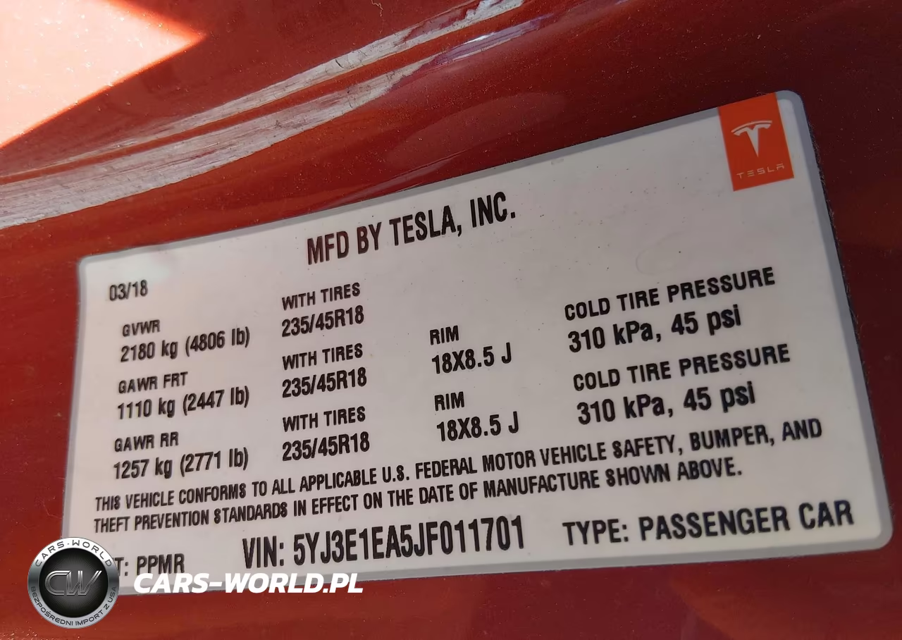 2018 Tesla Model 3 Long Range-Mid Range VIN:5YJ3E1EA5JF011701 - 9