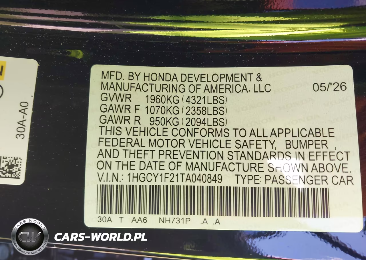 2026 Honda Accord Lx VIN:1HGCY1F21TA040849 - 9