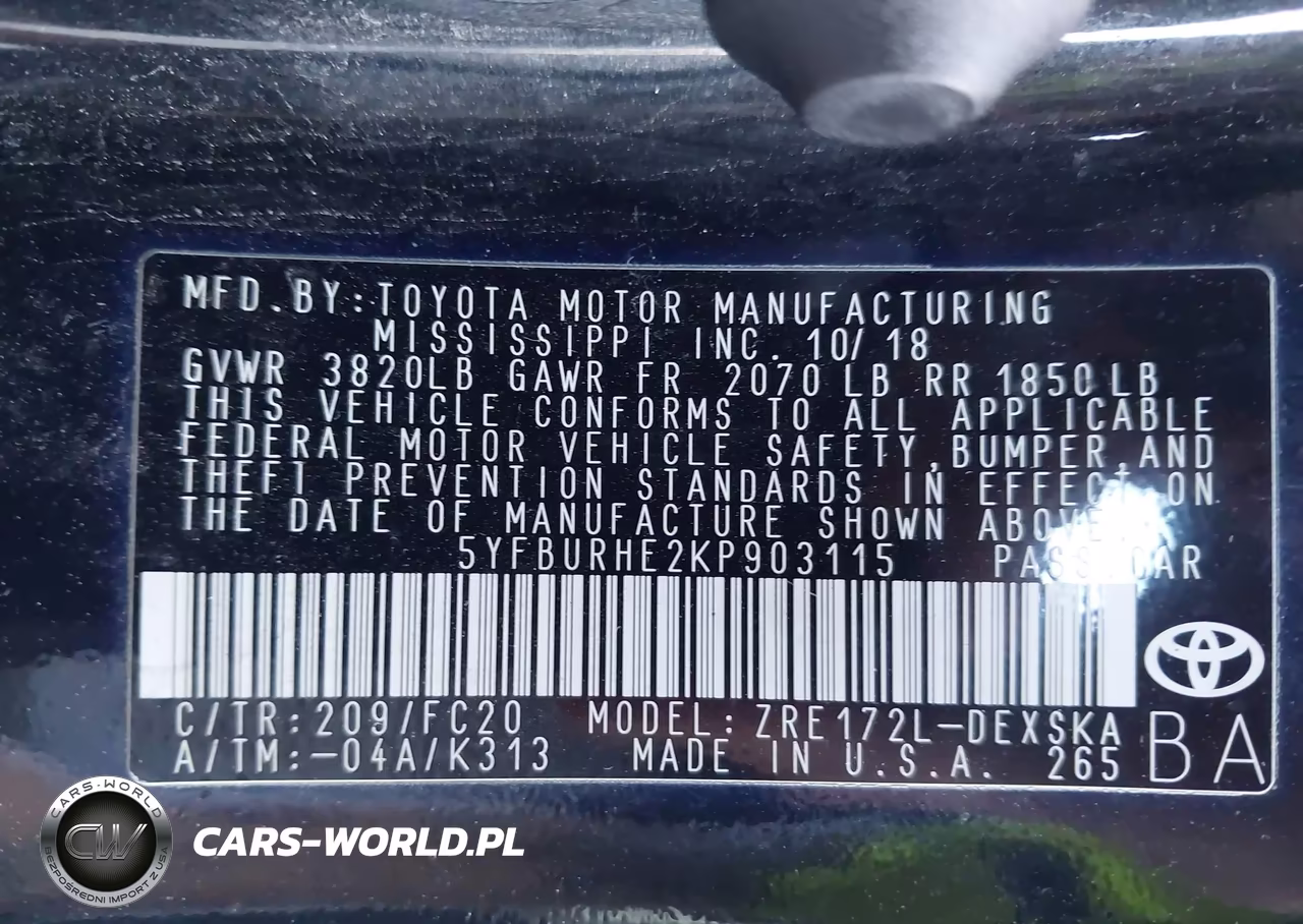 2019 Toyota Corolla Se VIN:5YFBURHE2KP903115 - 9