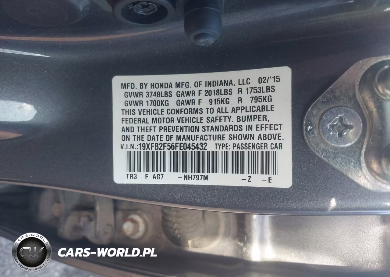 2015 Honda Civic Lx VIN:19XFB2F56FE045432 - 9
