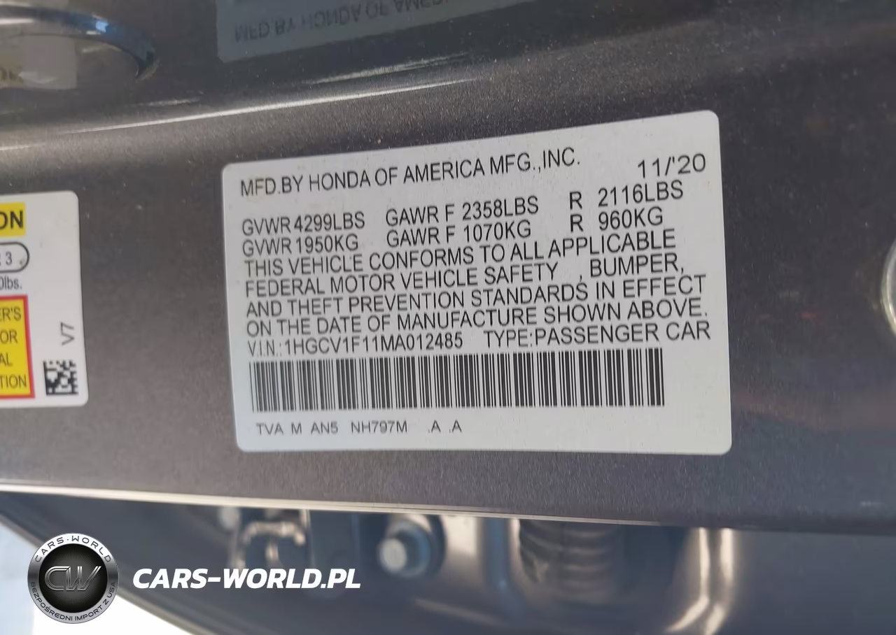 2021 Honda Accord Lx VIN:1HGCV1F11MA012485 - 9