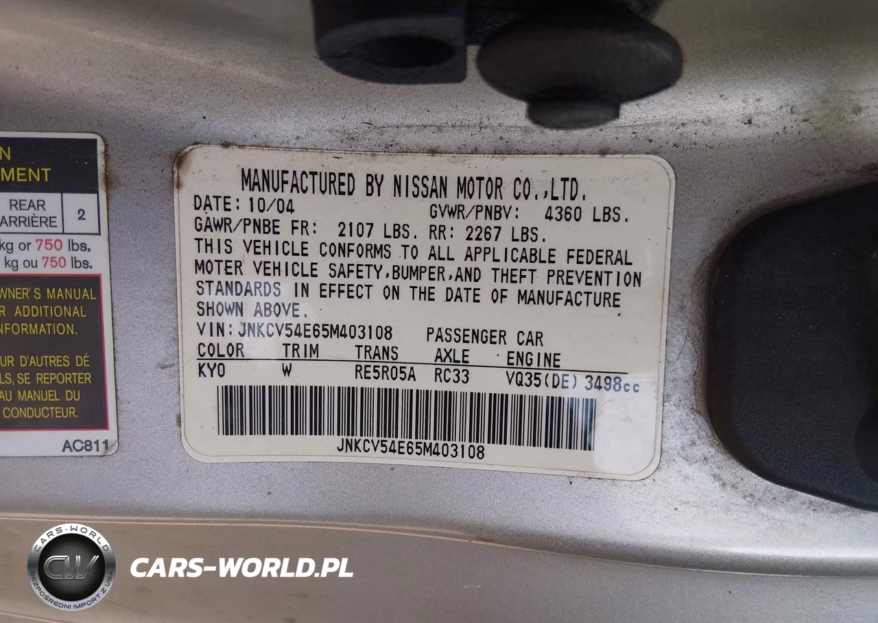2005 Infiniti G35 VIN:JNKCV54E65M403108 - 9